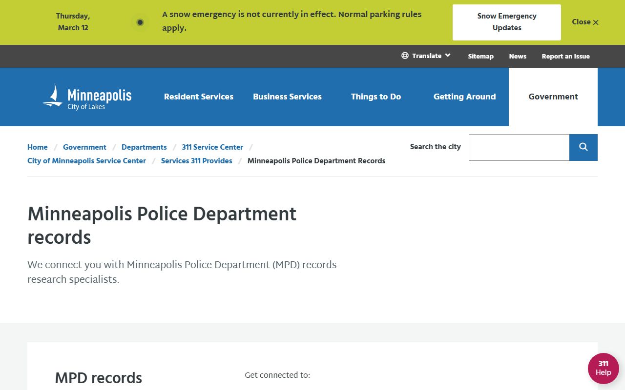 Minneapolis MPD records request portal booking reports