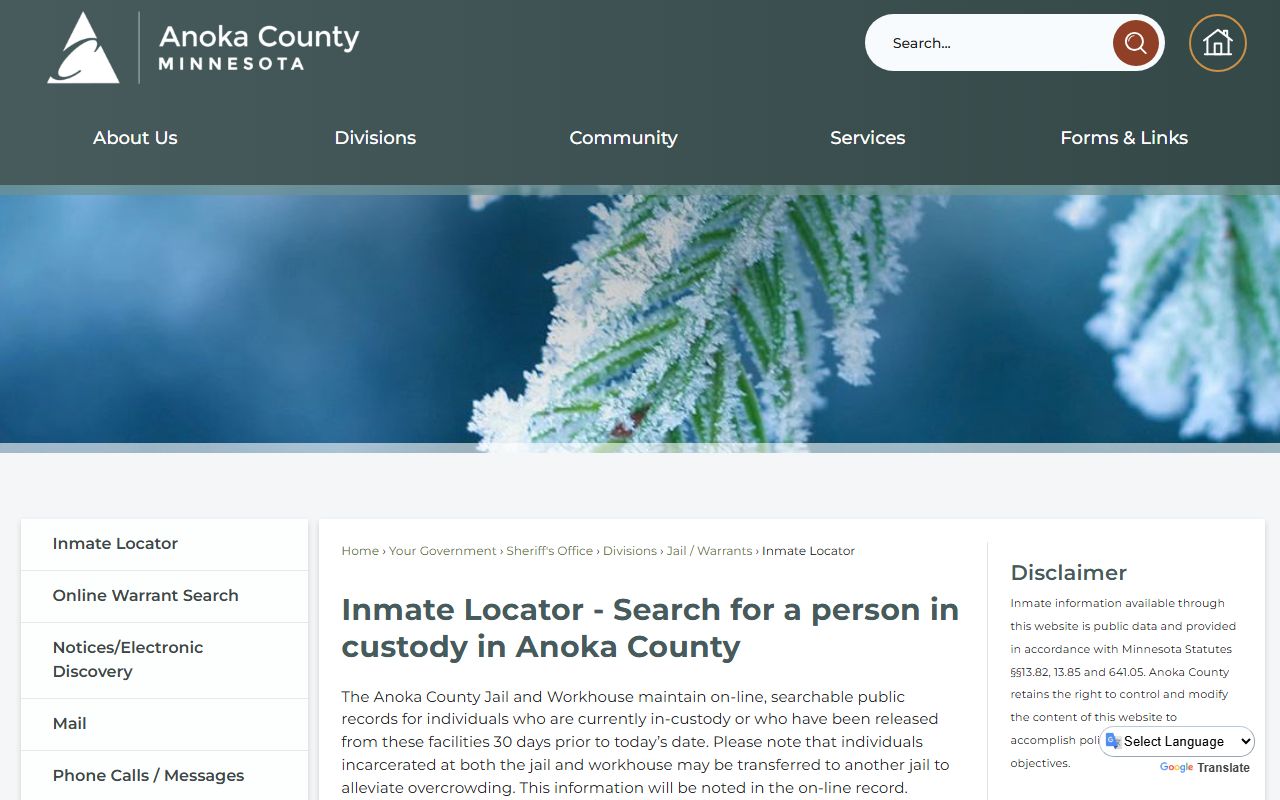 Anoka County inmate locator for booking reports