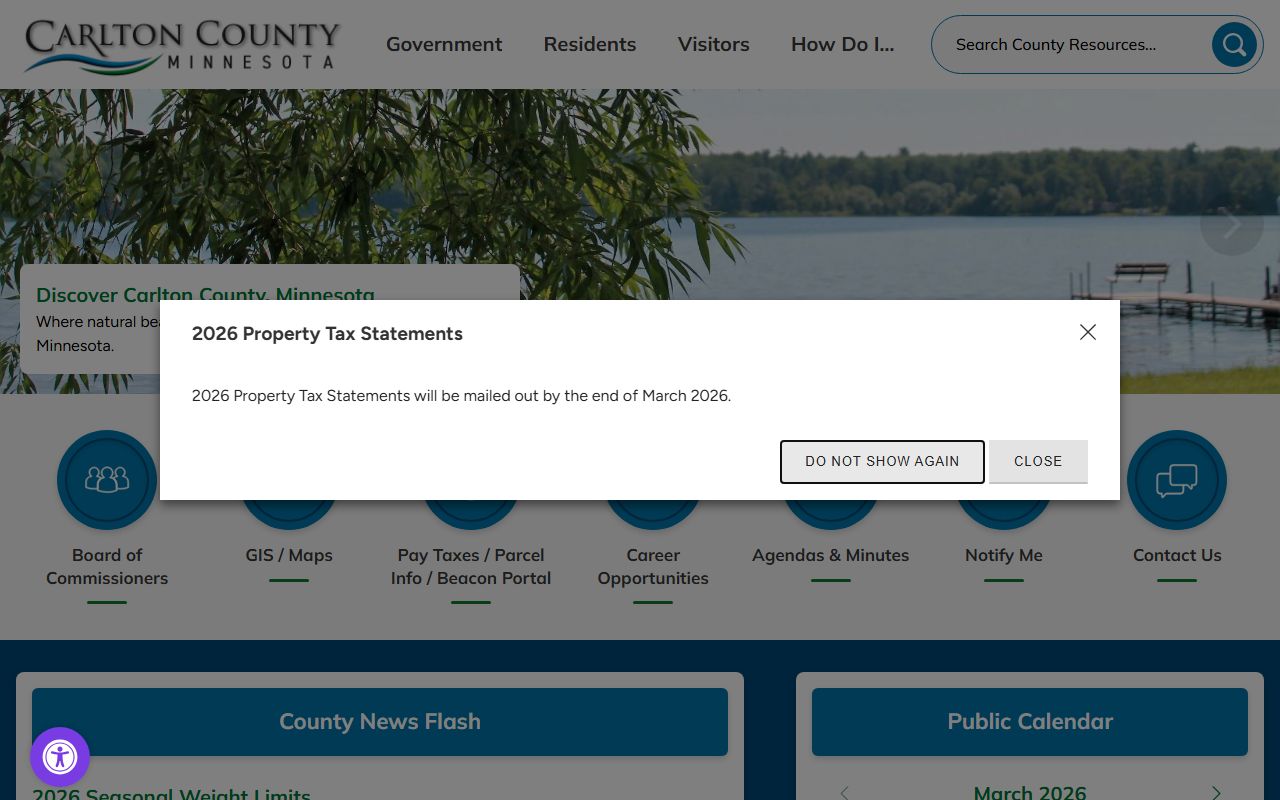 Carlton County website for jail roster and booking reports