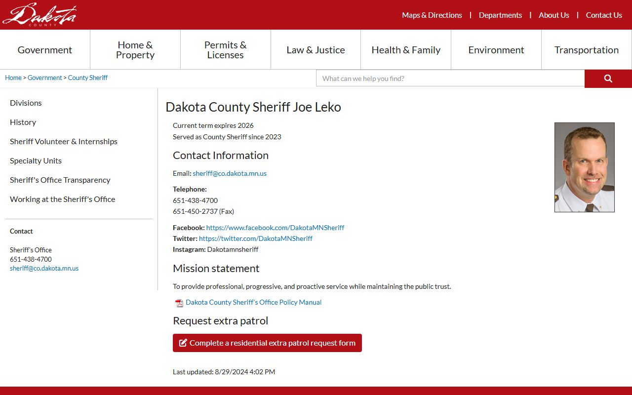 Dakota County Sheriff's Office website for booking reports
