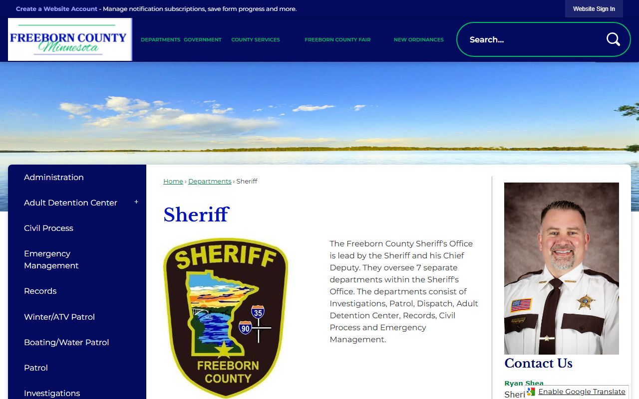 Freeborn County Sheriff's Office booking reports page