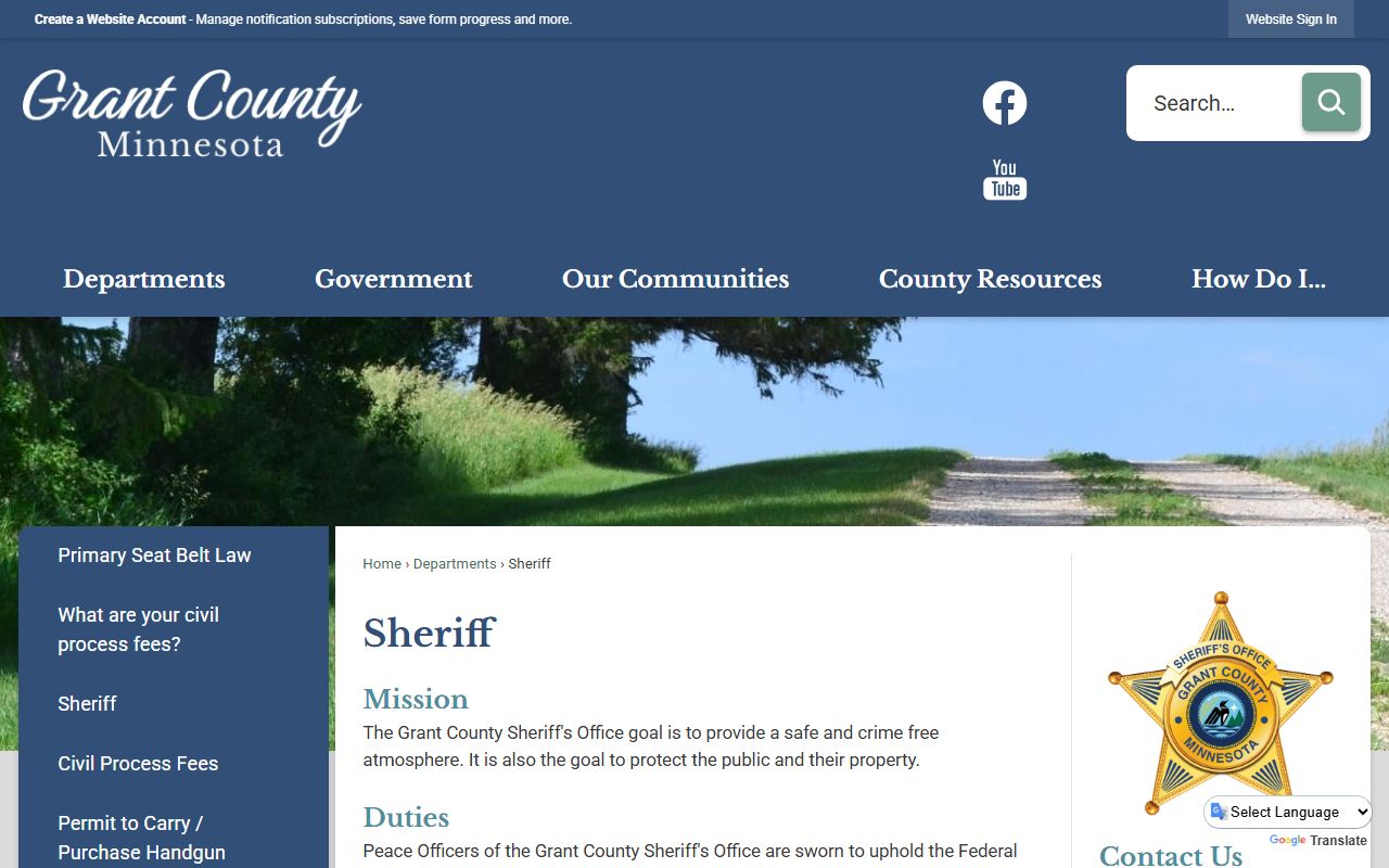 Grant County Sheriff website for booking reports and arrest records