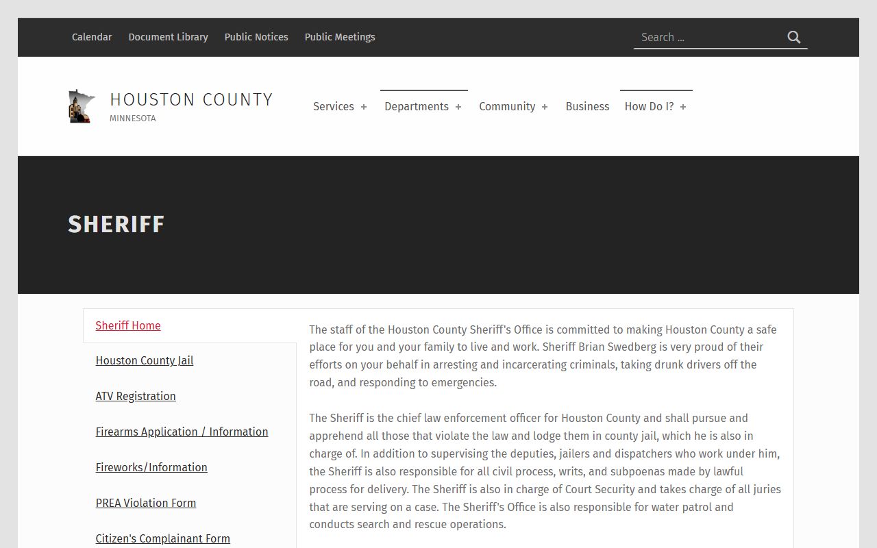 Houston County Sheriff's Office website