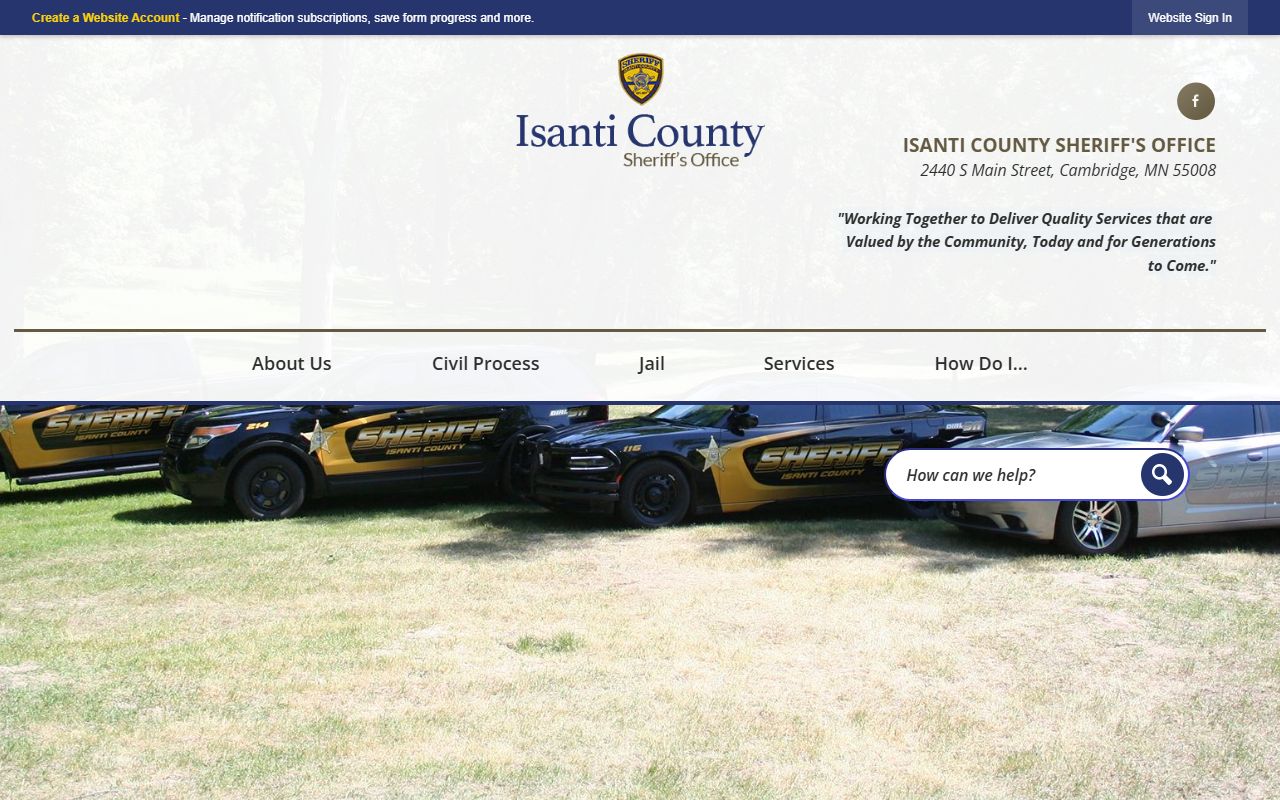 Isanti County Sheriff's Office website for booking reports