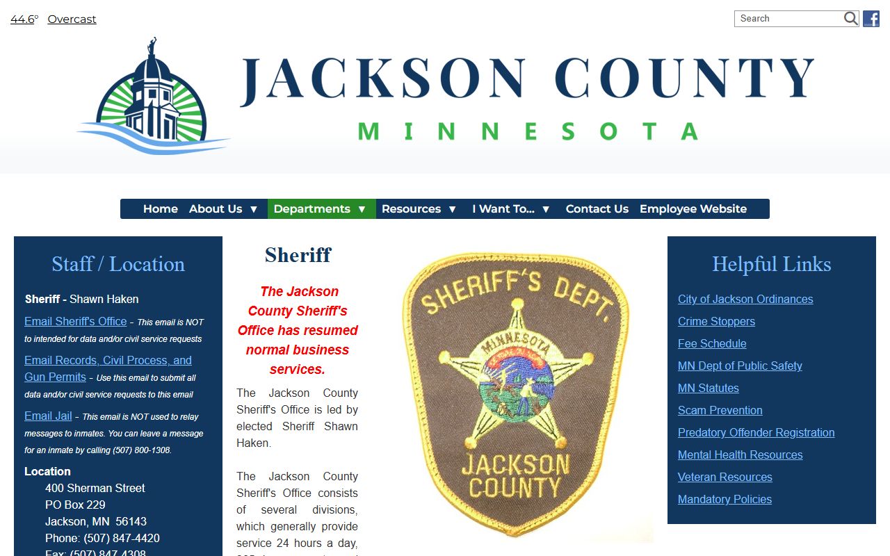 Jackson County Sheriff website for booking reports