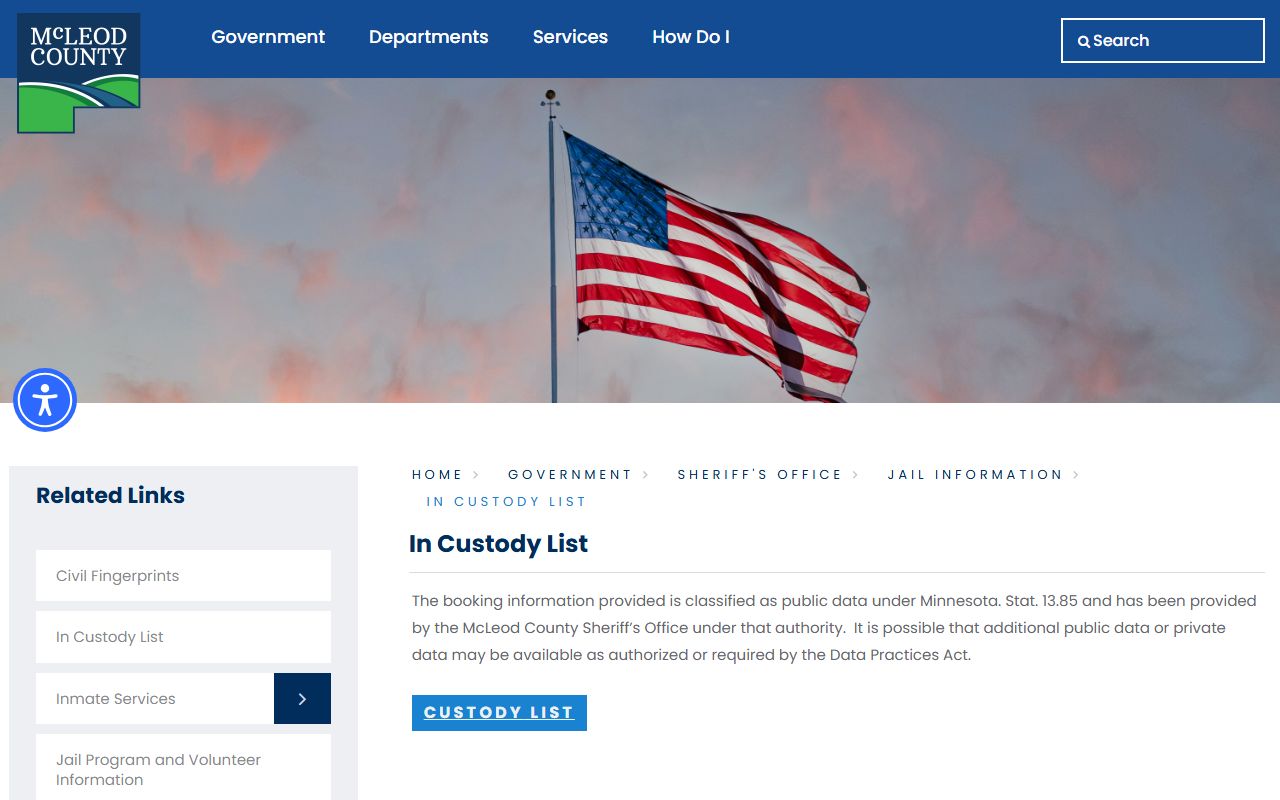 McLeod County in-custody list for booking reports