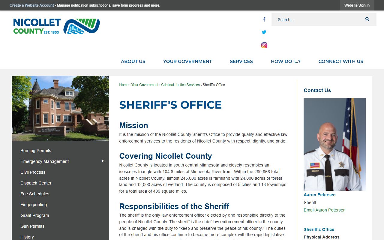 Nicollet County Sheriff's Office website