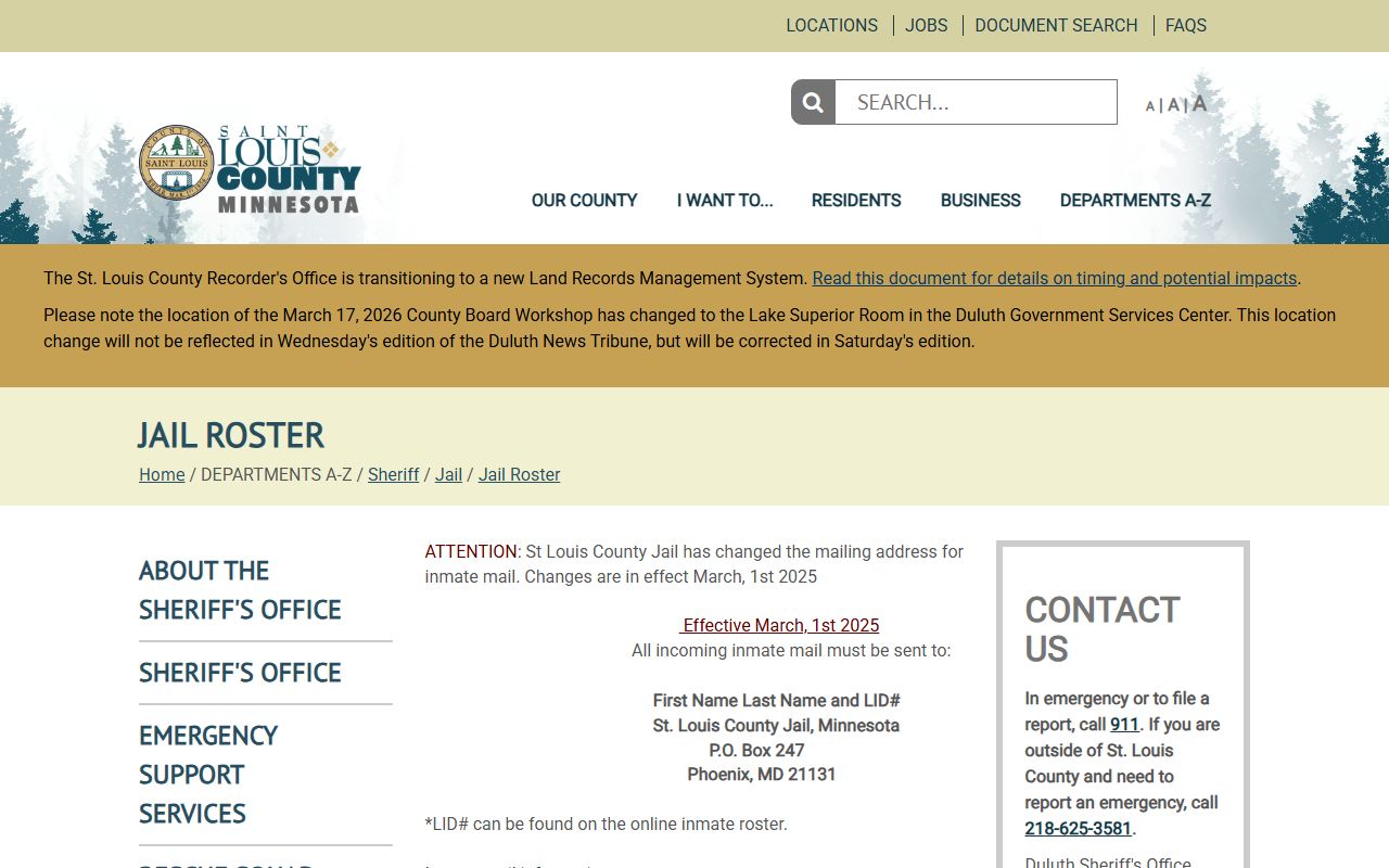 St. Louis County jail roster for booking reports