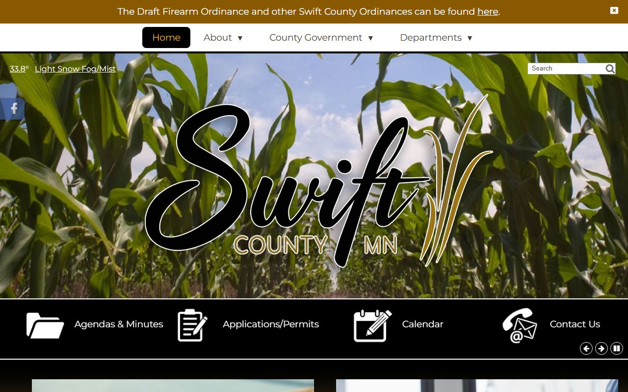 Swift County Sheriff's Office website for booking reports
